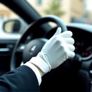 Chauffeur professionnel derrière le volant d'une voiture de luxe