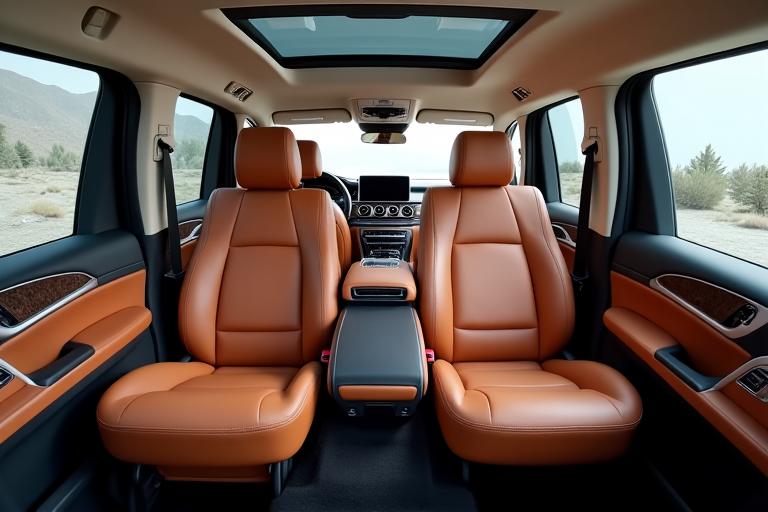 Intérieur spacieux d'un Mercedes-Benz GLS avec sièges en cuir et finitions modernes