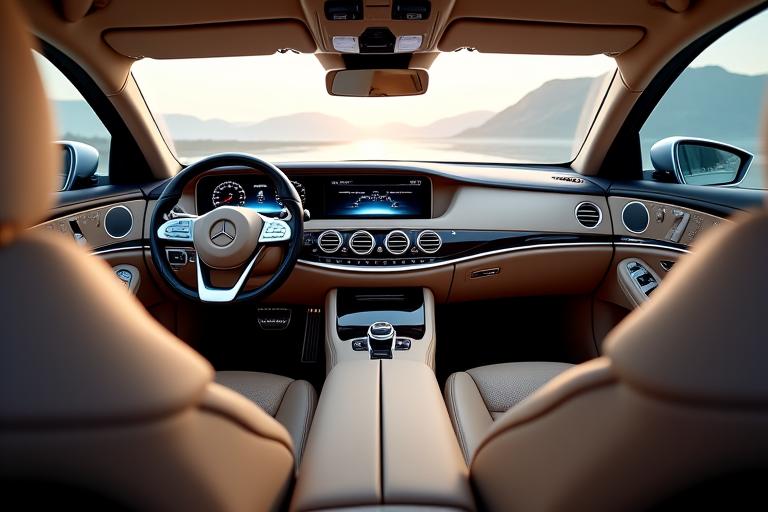 Intérieur luxueux d'une berline Mercedes-Benz Classe S avec sièges en cuir