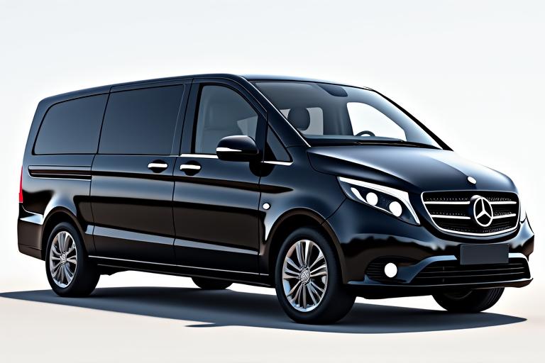 Extérieur d'un Van Mercedes-Benz Classe V noir, moderne et professionnel