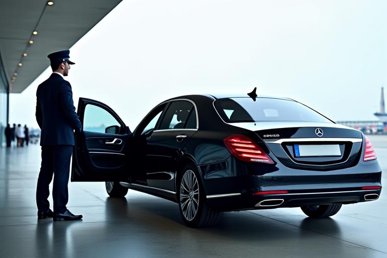 Aéroport de Paris avec une berline de luxe