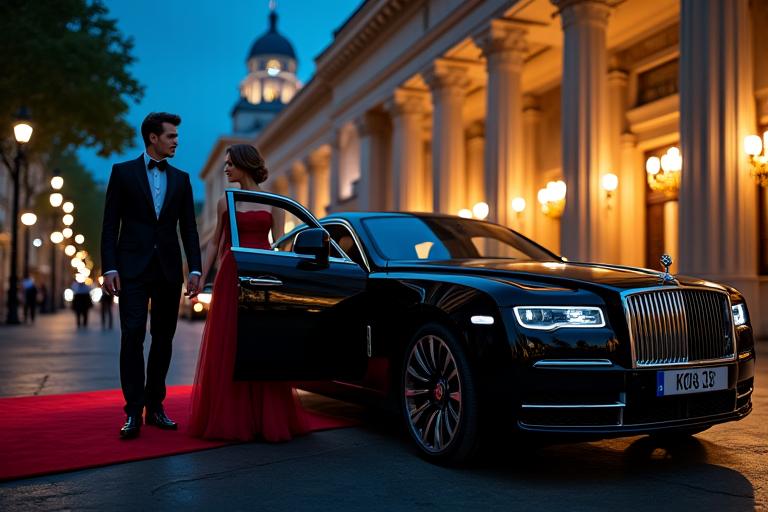 Couple élégant arrivant à un événement VIP à Paris